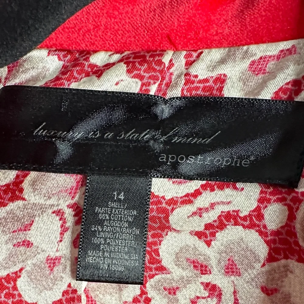 Apostrophe Red velvet Women's Blazer size 14 preppy holiday